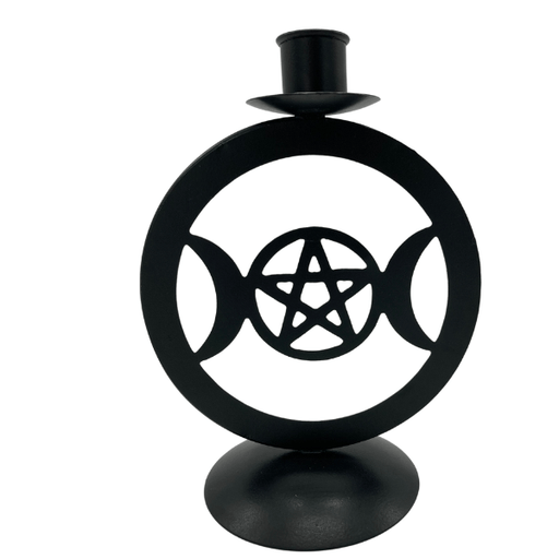 CLEARANCE Metal Triple Moon w/ Pentacle Candle Holder - Dusty Rose Essentials