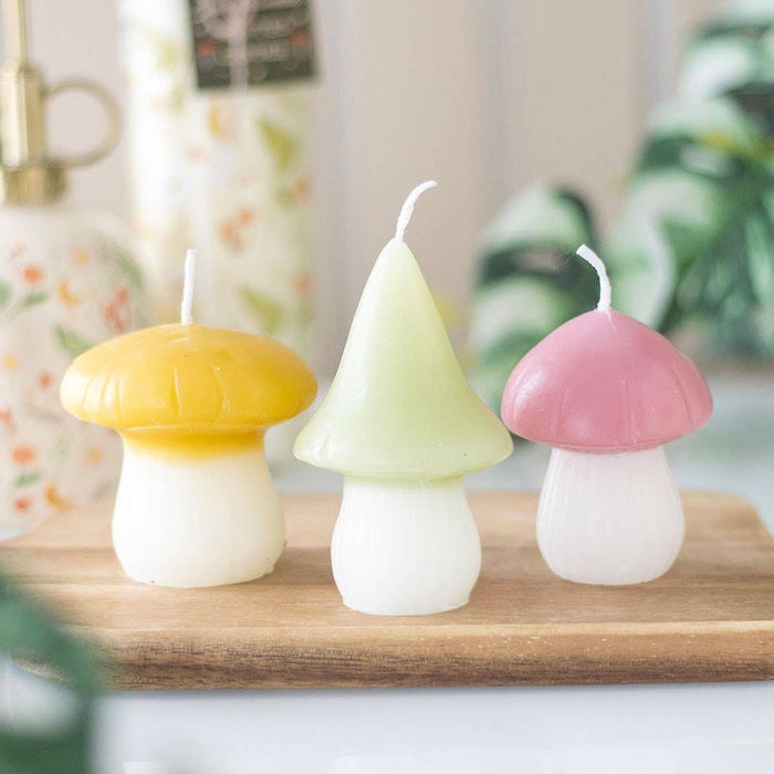 Cottagecore Pastel Mushroom Candles set of 3 - Dusty Rose Essentials