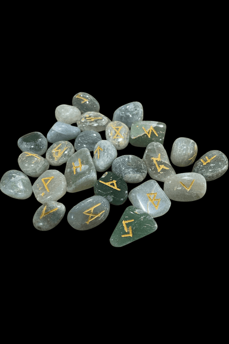 Green Aventurine Crystal Rune Set - Dusty Rose Essentials