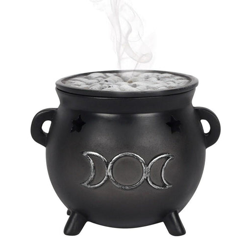 Cauldron Triple Moon Incense Cone Burner - Dusty Rose Essentials