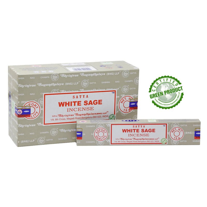 Satya White Sage Incense Sticks Individual & Bulk Pack Options - Dusty Rose Essentials