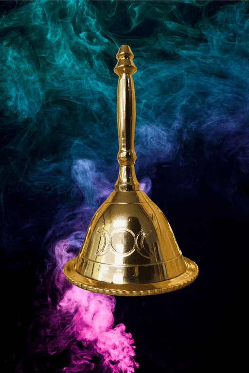 Triple Moon Altar Bell ~ Gold Tone - Dusty Rose Essentials