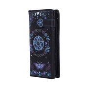 purse with blue pentagram design and 'Book of Shadows' text on a white background