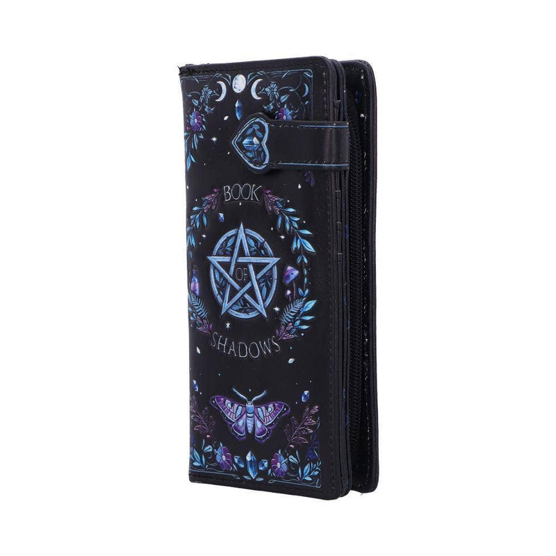 purse with blue pentagram design and 'Book of Shadows' text on a white background
