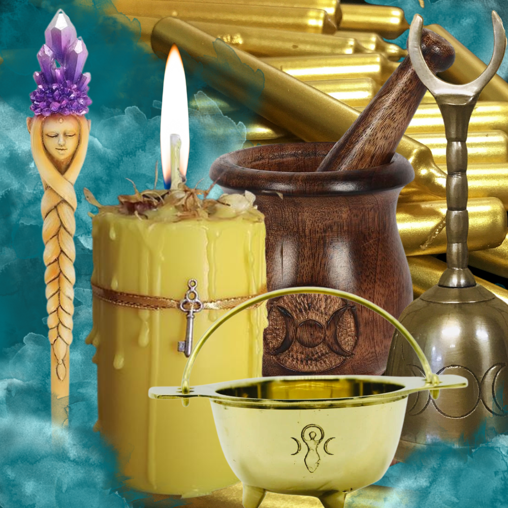 Altar Tools Candles Cauldrons Bells and more