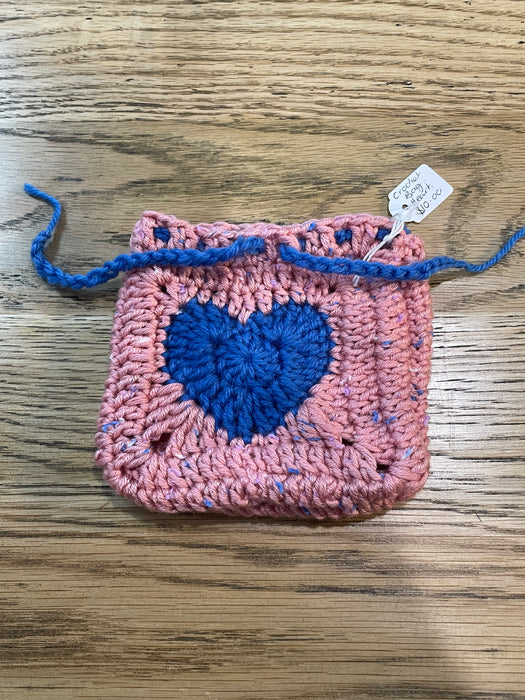 Georgia's Crochet Heart Drawstring Bag