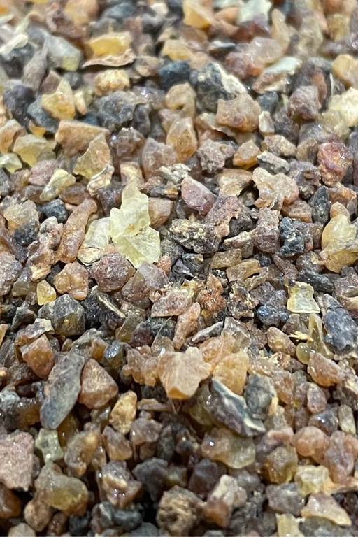 close up of myrrh resin granules