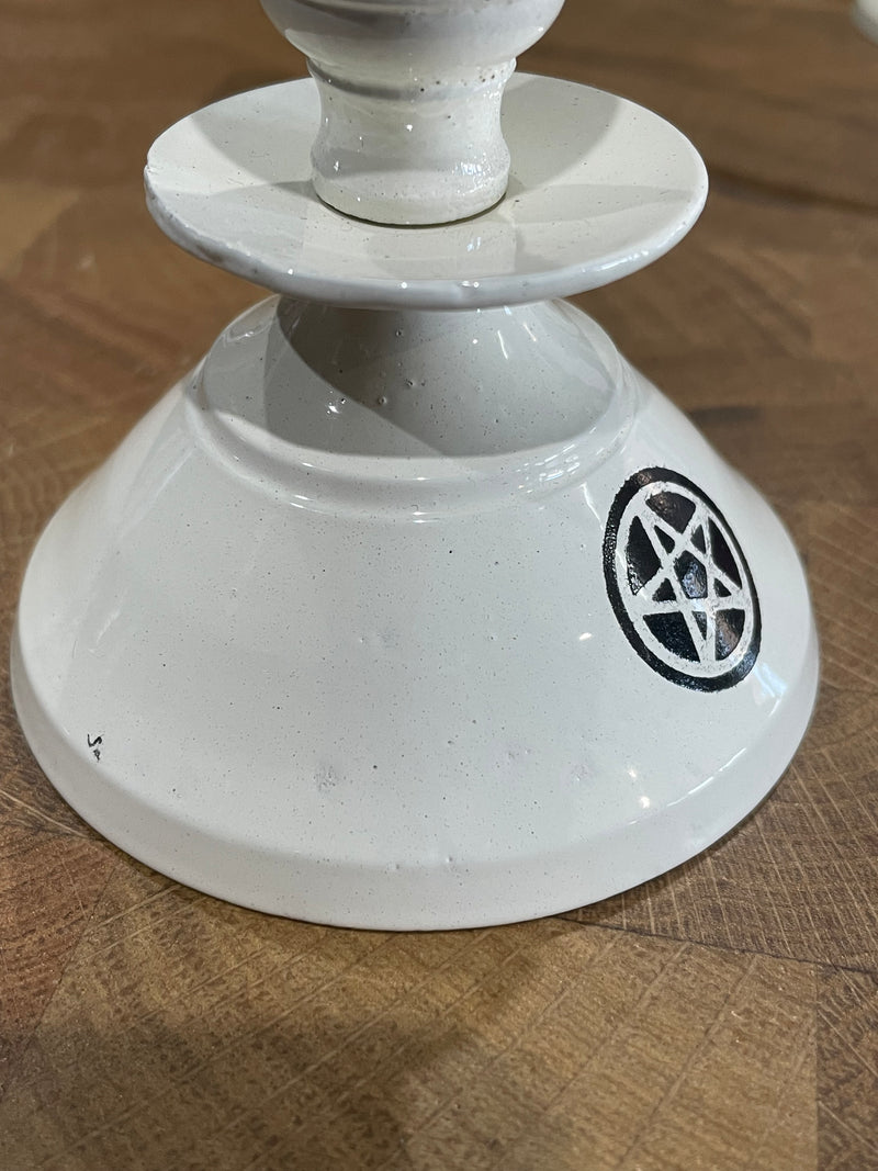 SECONDS White Pentacle Metal Candle Holder