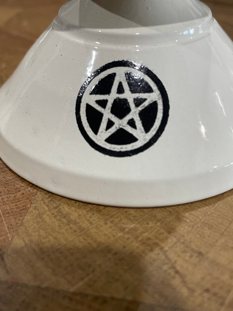 SECONDS White Pentacle Metal Candle Holder