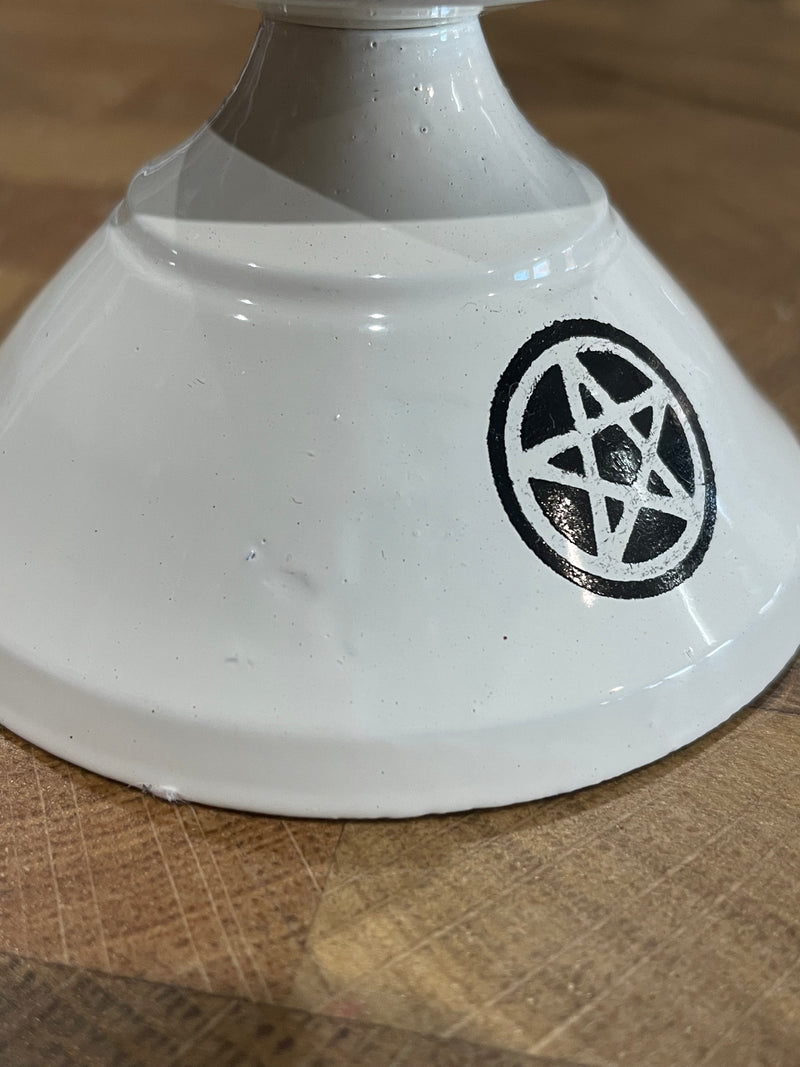 SECONDS White Pentacle Metal Candle Holder