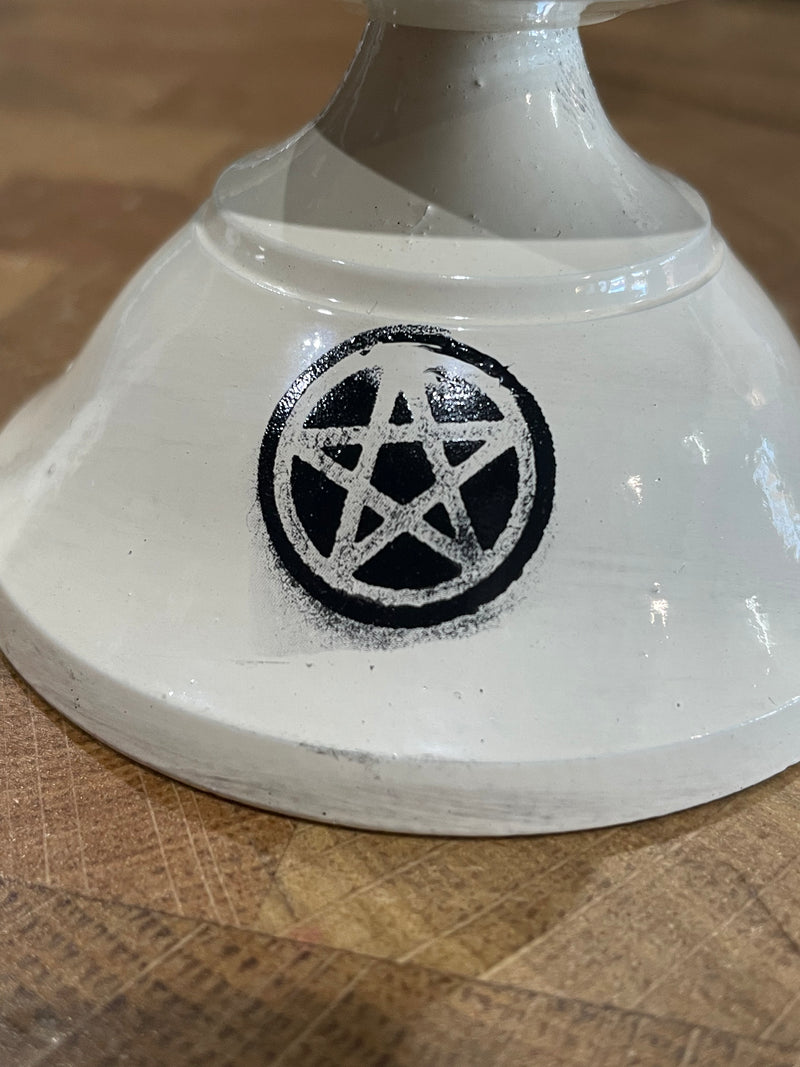 SECONDS White Pentacle Metal Candle Holder