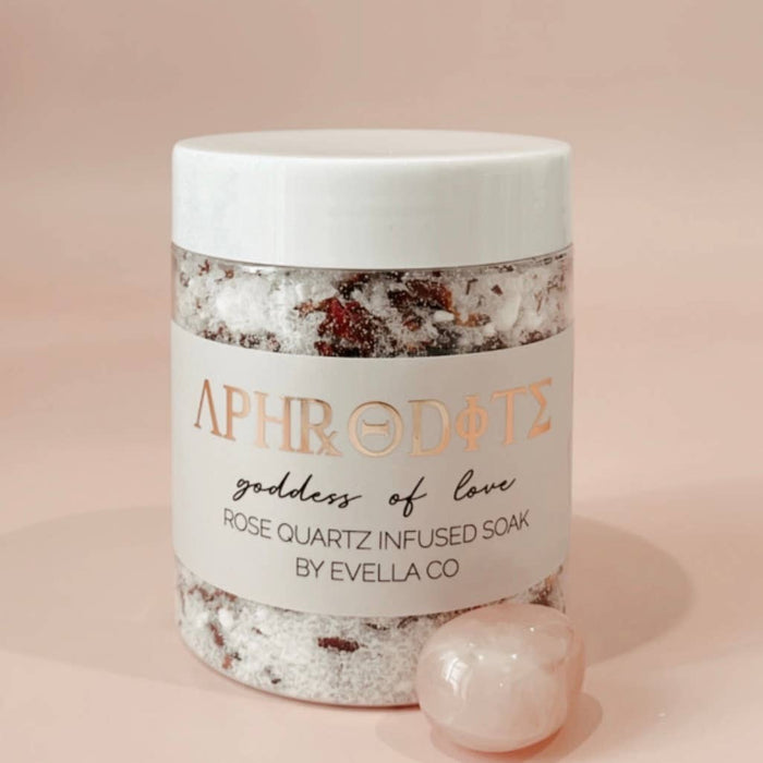 APHRODITE | Goddess of Love | Rose Quartz Crystal Infused Bath Soak - Dusty Rose Essentials