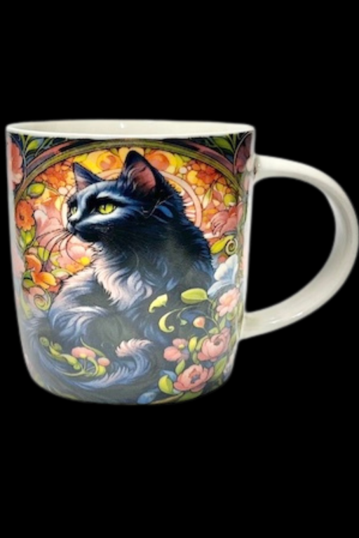 Black Cat Ceramic Mug - Dusty Rose Essentials