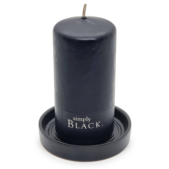 Black Ceramic Candle Plate - Dusty Rose Essentials