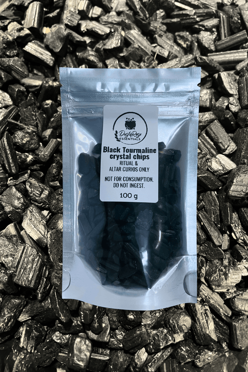 Black Tourmaline Crystal Chips - Dusty Rose Essentials