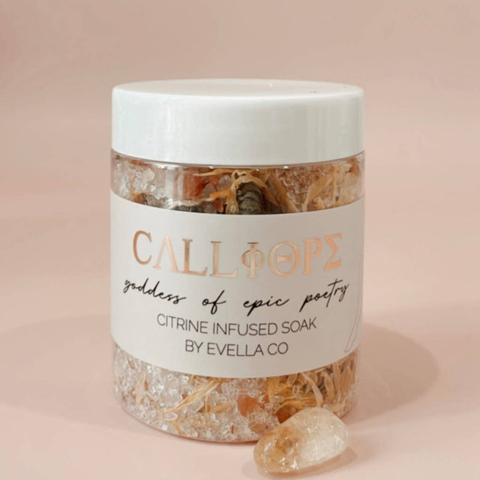 CALLIOPE | Goddess of Epic Poetry | Citrine Crystal Infused Bath Soak - Dusty Rose Essentials