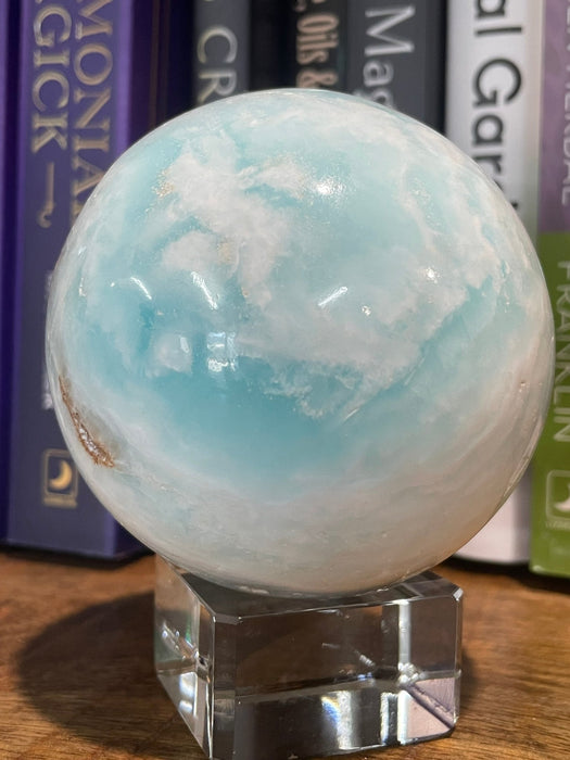 Carribean Blue Calcite Sphere 7CM Diameter - Dusty Rose Essentials