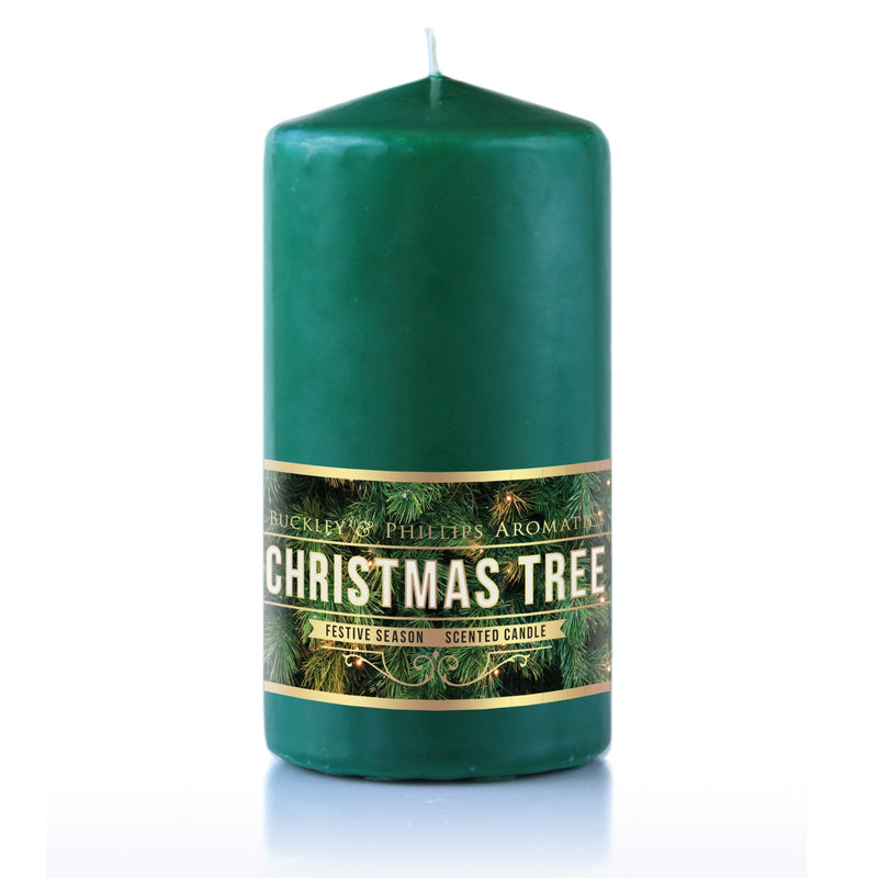 Christmas Tree Pillar Candle - Dusty Rose Essentials