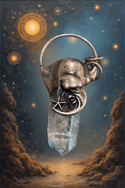 Clear Quartz Point Moon & Star Pendant - Dusty Rose Essentials