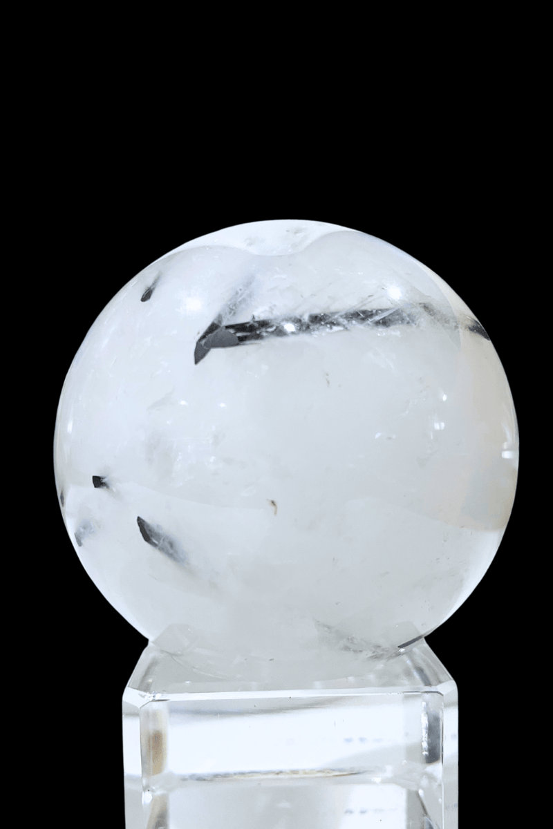 CLEARANCE Black Tourmaline in Clear Quartz Sphere 300 g - Dusty Rose Essentials