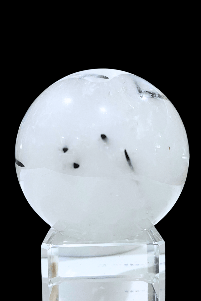 CLEARANCE Black Tourmaline in Clear Quartz Sphere 300 g - Dusty Rose Essentials