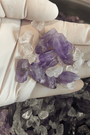Crystal Chips ~ Amethyst & Clear Quartz - Mixed Size - Dusty Rose Essentials