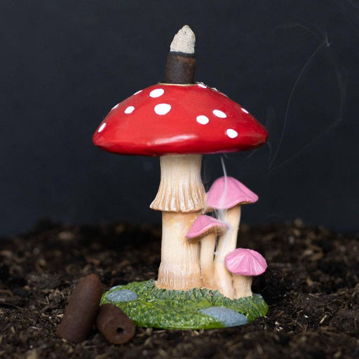 Dark Forest Mushroom Backflow Incense Burner - Dusty Rose Essentials