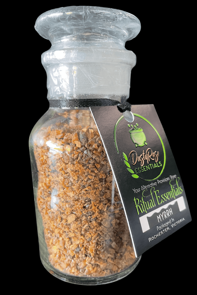 DRE Ritual Essentials Range: Myrrh Resin 80 G in 125ml Glass Apothecary Jar - Dusty Rose Essentials