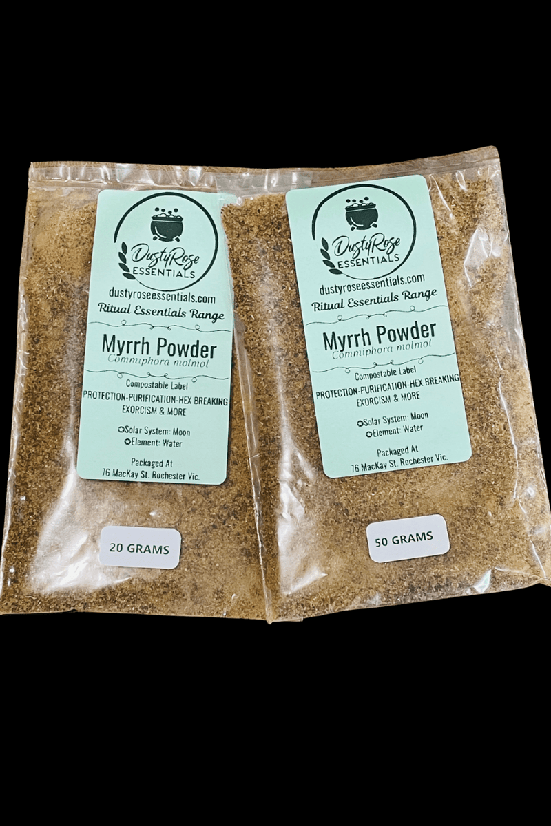 DRE Ritual Essentials Range: Myrrh Resin POWDER (compostable label) - Dusty Rose Essentials