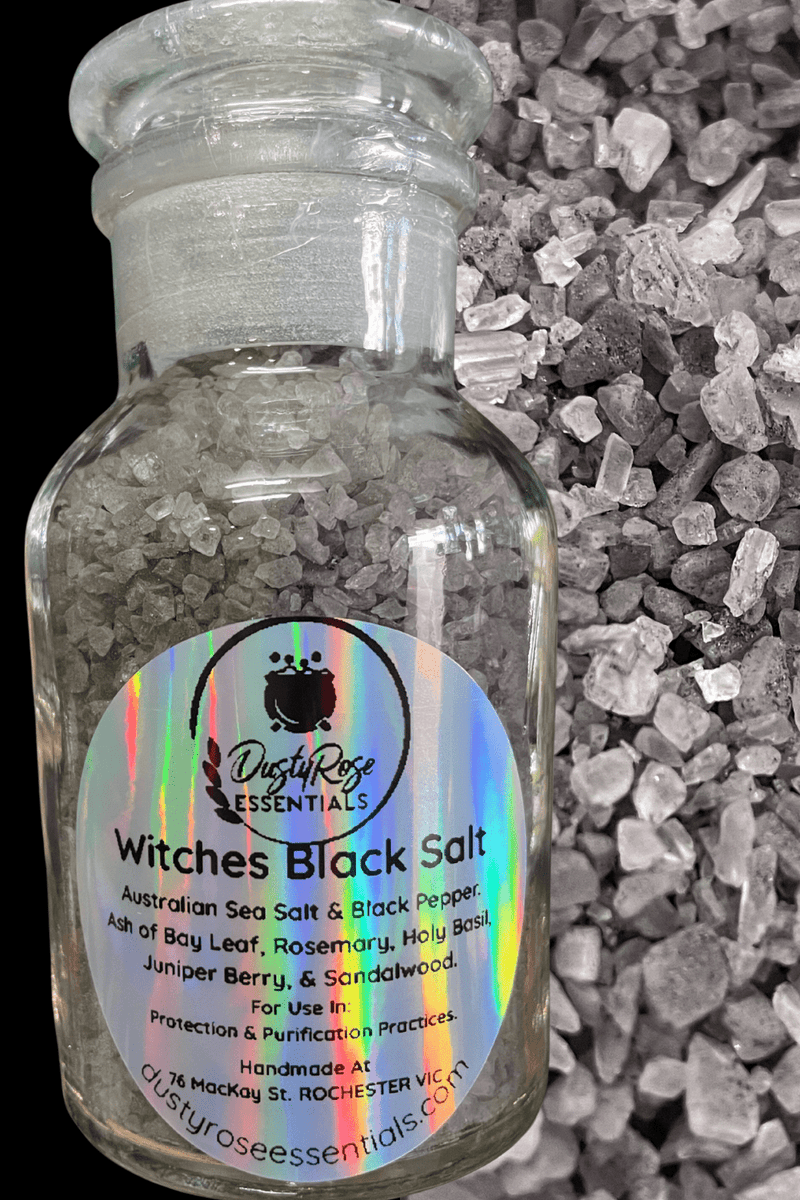 DRE Witches Black Salt in Glass Apothecary 125ml Bottle - Dusty Rose Essentials