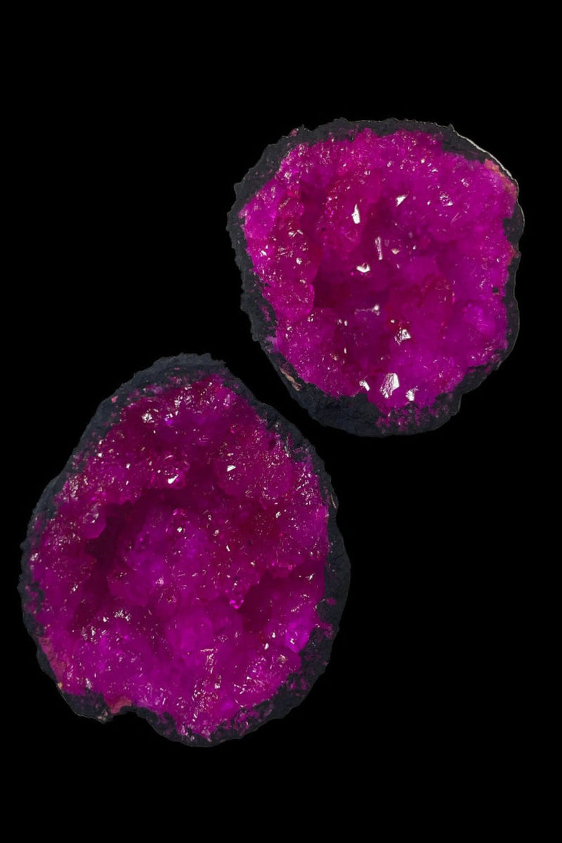 Dyed Hot Pink Cracked Geode Pair (a) - Dusty Rose Essentials