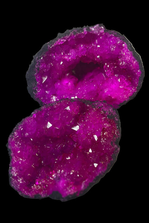 Dyed Hot Pink Cracked Geode Pair (c) - Dusty Rose Essentials