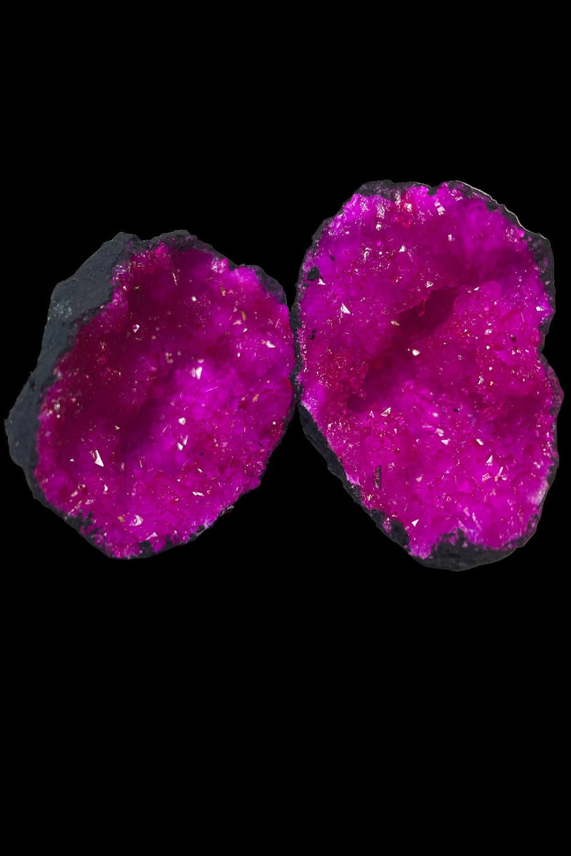 Dyed Hot Pink Cracked Geode Pair (d) - Dusty Rose Essentials