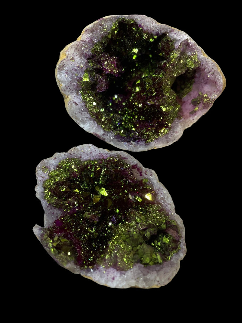 Dyed Pink with Gold Cracked Geode Pair (b) - Dusty Rose Essentials