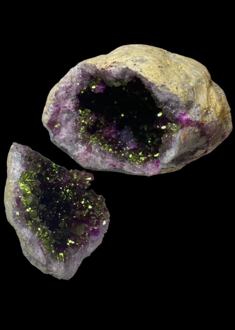 Dyed Pink with Gold Cracked Geode Pair (c) - Dusty Rose Essentials