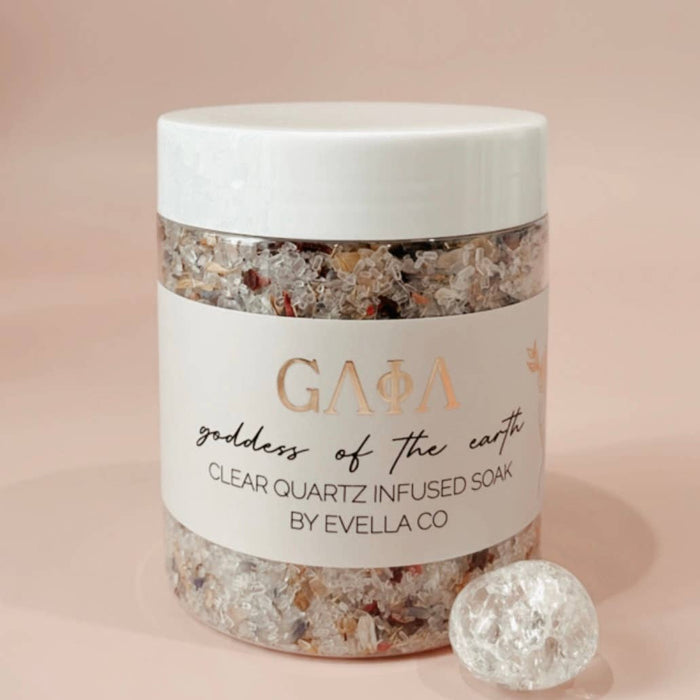 GAIA - Goddess of The Earth - Clear Quartz Crystal Infused Bath Soak - Dusty Rose Essentials