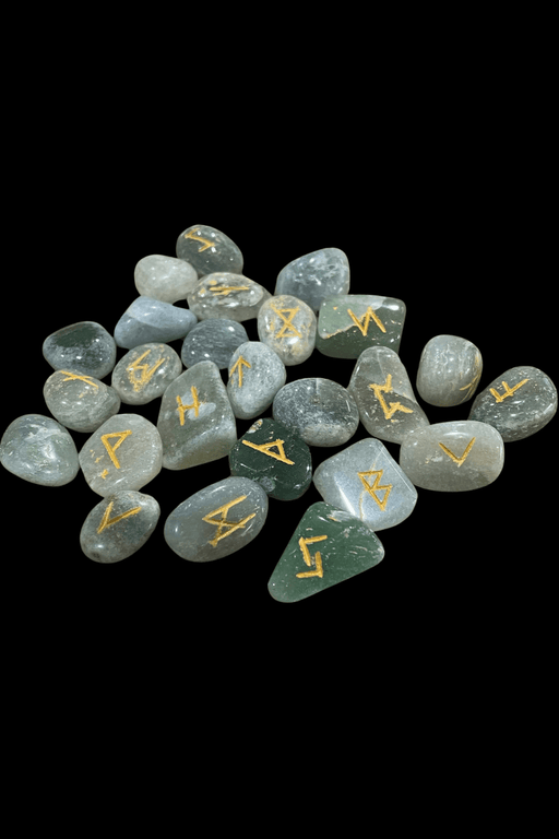 Green Aventurine Crystal Rune Set - Dusty Rose Essentials