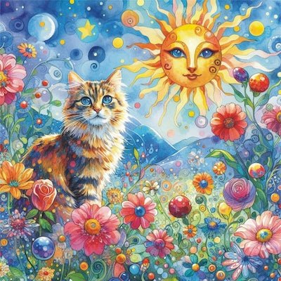 Greeting Card Sunshine Kitty - Dusty Rose Essentials