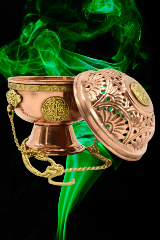 Hanging Copper Tree of Life Censer Burner - Dusty Rose Essentials