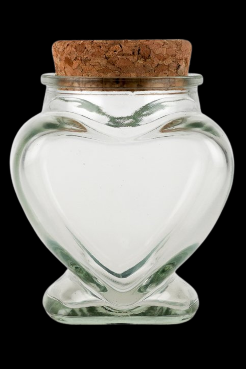 Glass Heart Jar & Cork Lid 110ml vol.