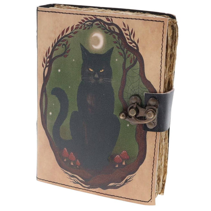 LEATHER JOURNAL - Cat Moon Print - Dusty Rose Essentials