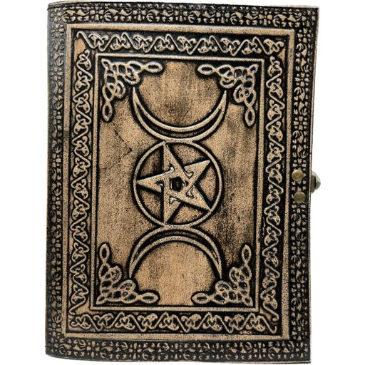 Leather Journal : Triple Moon w/ Pentacle - Dusty Rose Essentials