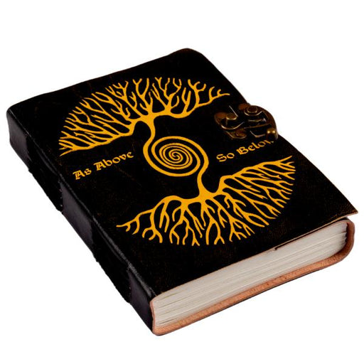 Leather Mirrored Tree of Life As Above So Below Journal w/ Dust Cover Bag - Dusty Rose Essentials