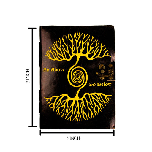 Leather Mirrored Tree of Life As Above So Below Journal w/ Dust Cover Bag - Dusty Rose Essentials