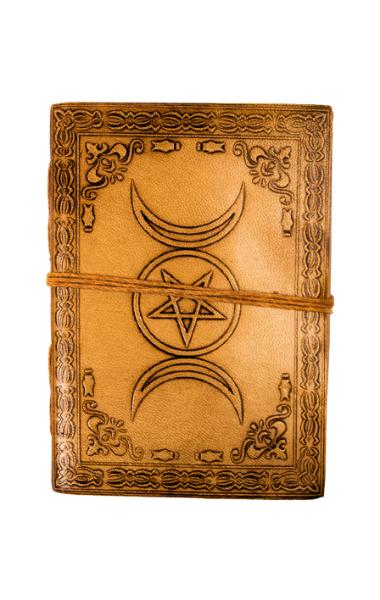 Leather Triple Moon Pentacle Journal w/ Dust Cover Bag - Dusty Rose Essentials