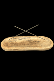 Mango Wood Trough Incense Holder / Ash Catcher - Dusty Rose Essentials