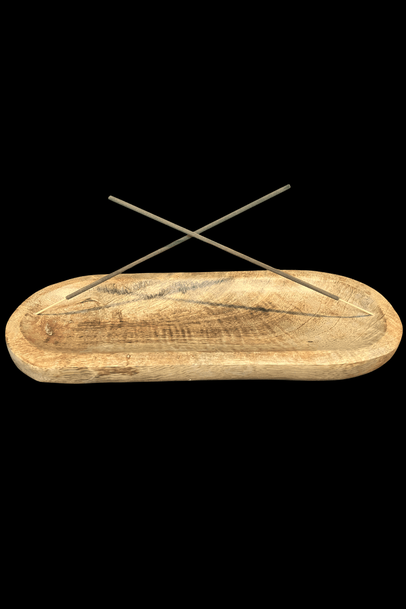 Mango Wood Trough Incense Holder / Ash Catcher - Dusty Rose Essentials