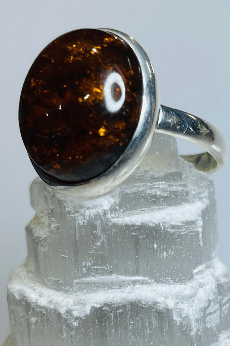 Natural Amber Set in Sterling Silver Ring - Dusty Rose Essentials