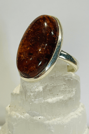 Natural Amber Set in Sterling Silver Ring - Dusty Rose Essentials