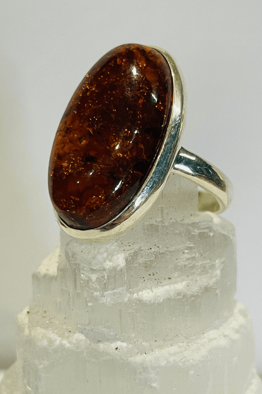Natural Amber Set in Sterling Silver Ring - Dusty Rose Essentials